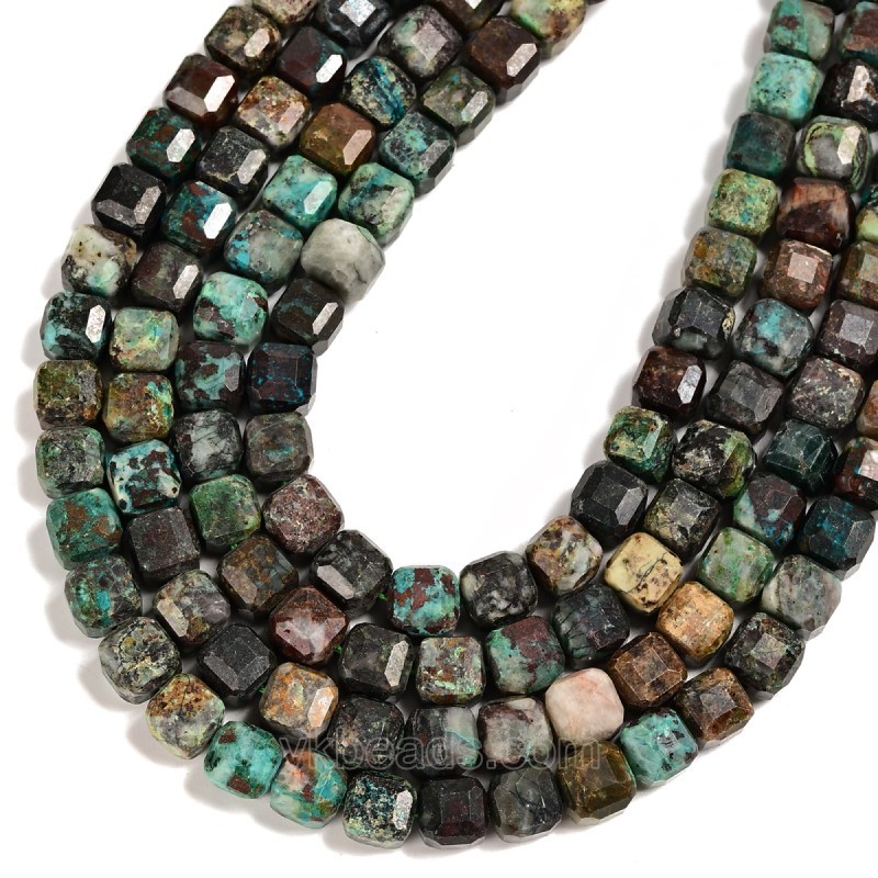 Chrysocolla Faceted Cube Beads Strands, Approx 8-9mm, 38cm/strand