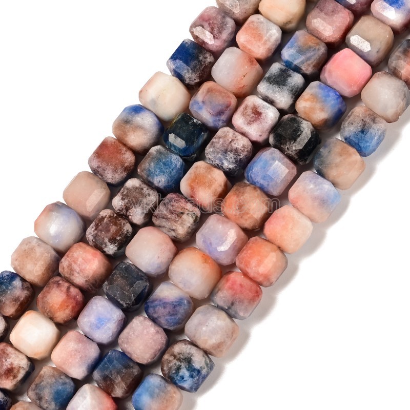 Dyed Multicolor Jade Faceted Cube Beads Strands, Approx 8-9mm, 38cm/strand
