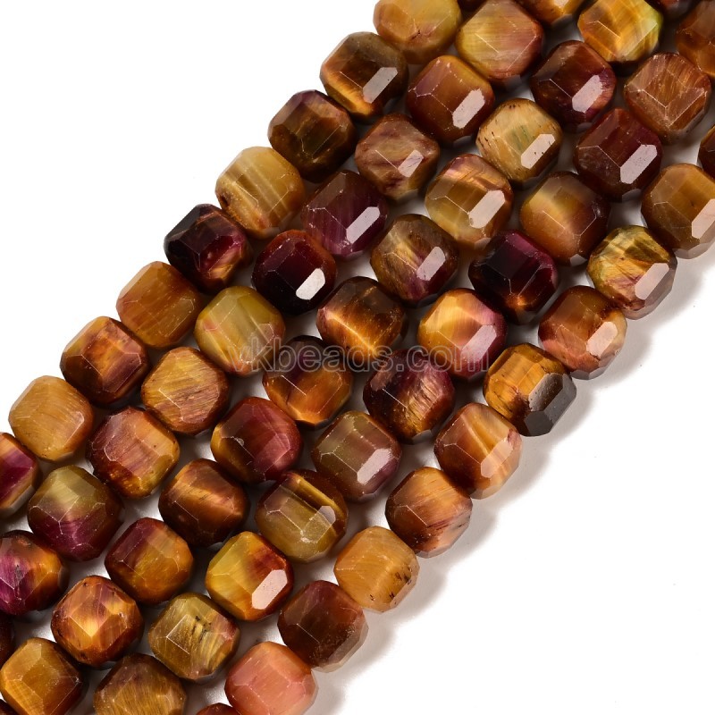 Orange Tiger Eye Faceted Cube Beads Strands, Approx 8-9mm, 38cm/strand