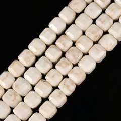 White Magnesite Faceted Cube Beads Strands, Approx 8-9mm, 38cm/strand
