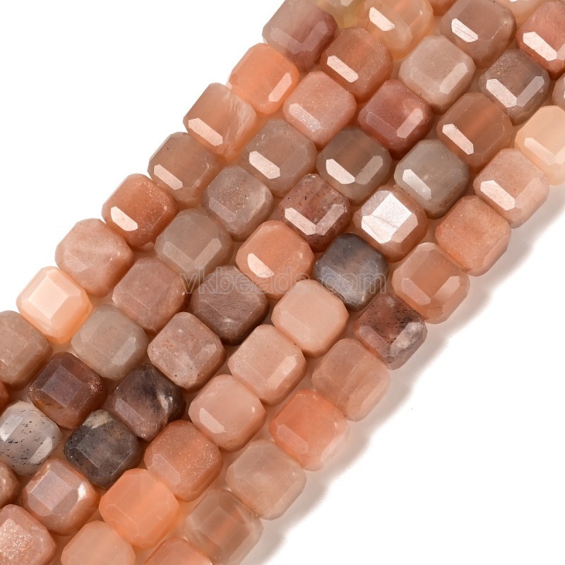 AB Grade Sunstone Faceted Cube Beads Strands, Approx 8-9mm, 38cm/strand
