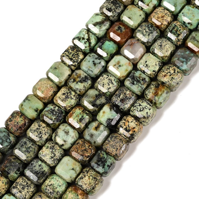 African Turquoise Faceted Cube Beads Strands, Approx 8-9mm, 38cm/strand