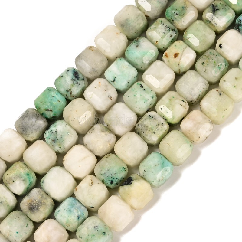 Kiwi Jasper Faceted Cube Beads Strands, Approx 8-9mm, 38cm/strand