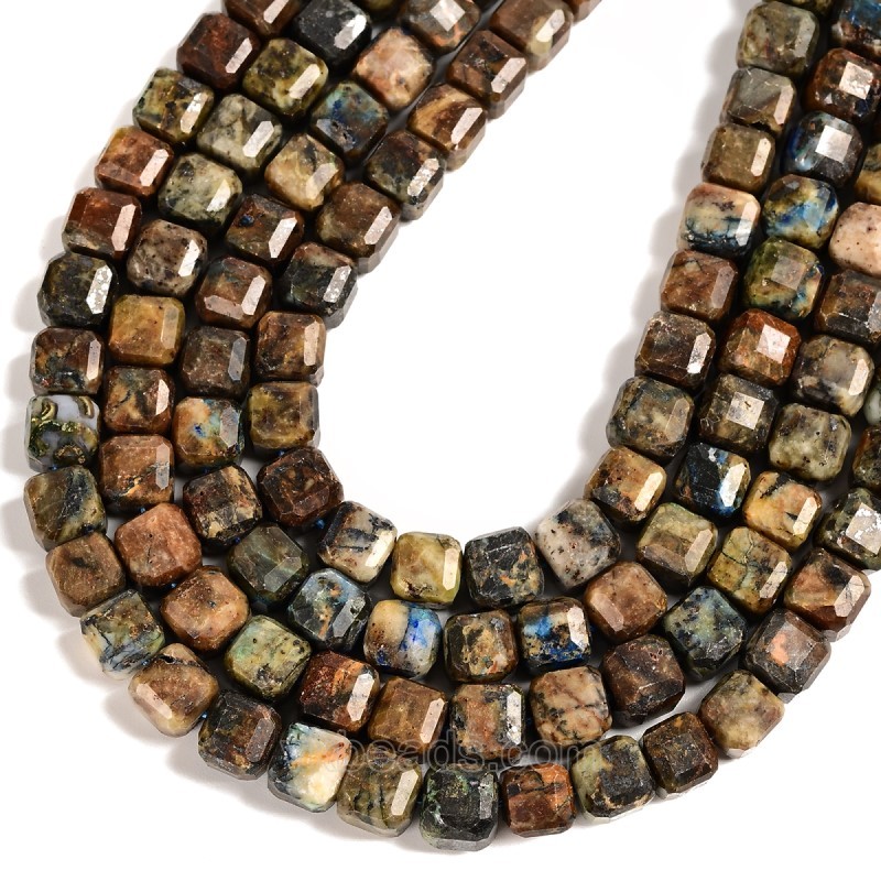 Chrysocolla Faceted Cube Beads Strands, Approx 8-9mm, 38cm/strand