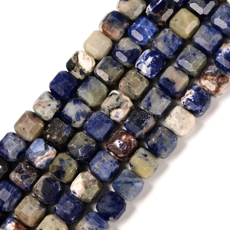 Sodalite Faceted Cube Beads Strands, Approx 8-9mm, 38cm/strand