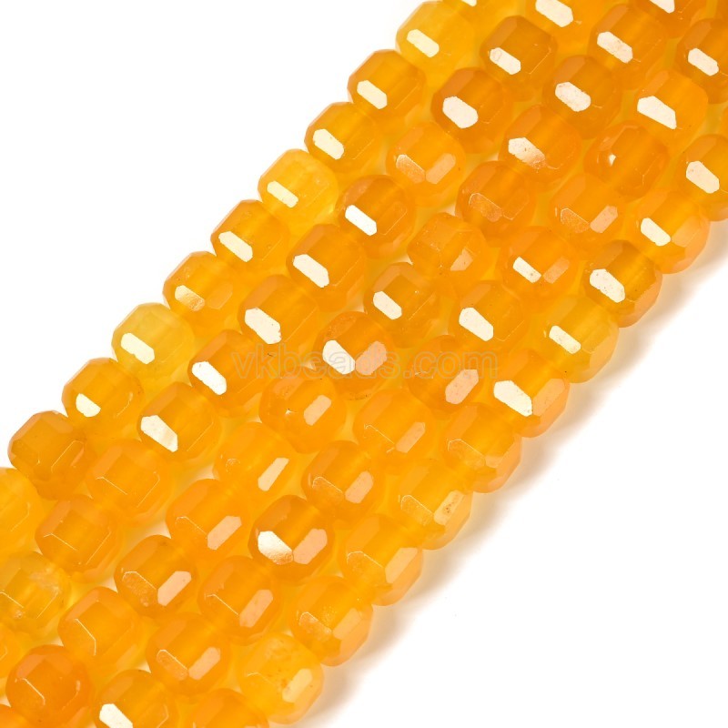 Yellow Agate Faceted Cube Beads Strands, Approx 8-9mm, 38cm/strand