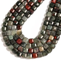 African Bloodstone Faceted Cube Beads Strands, Approx 8-9mm, 38cm/strand