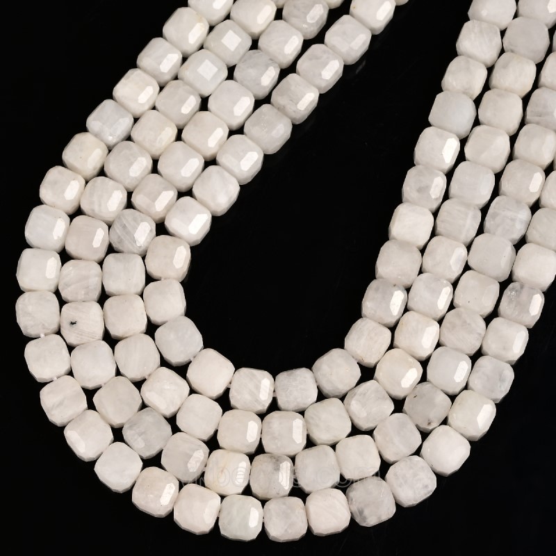 Blue Moonstone Faceted Cube Beads Strands, Approx 8-9mm, 38cm/strand