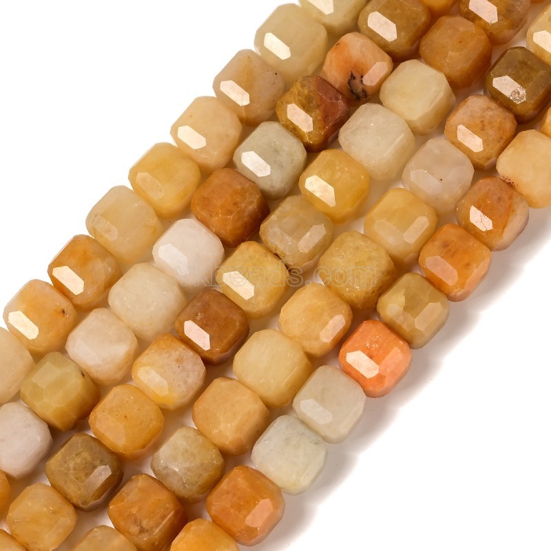 Yellow Jade Faceted Cube Beads Strands, Approx 8-9mm, 38cm/strand