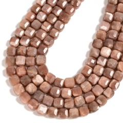 Sunstone Faceted Cube Beads Strands, Approx 8-9mm, 38cm/strand
