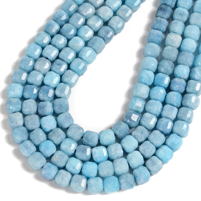 Lemon Jade Faceted Cube Beads Strands, Approx 8-9mm, 38cm/strand