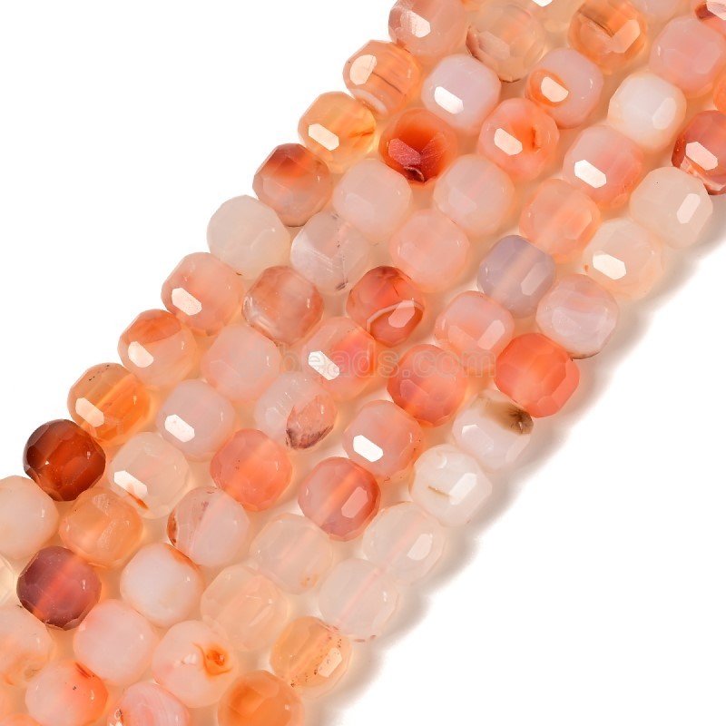 Pink Agate Faceted Cube Beads Strands, Approx 8-9mm, 38cm/strand