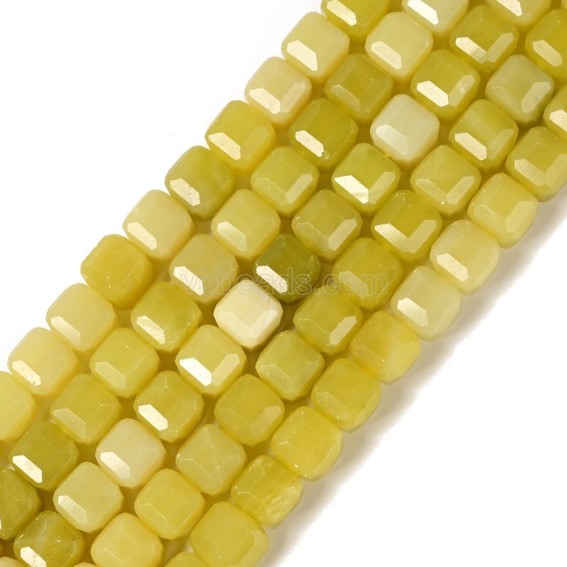Lemon Jade Faceted Cube Beads Strands, Approx 8-9mm, 38cm/strand
