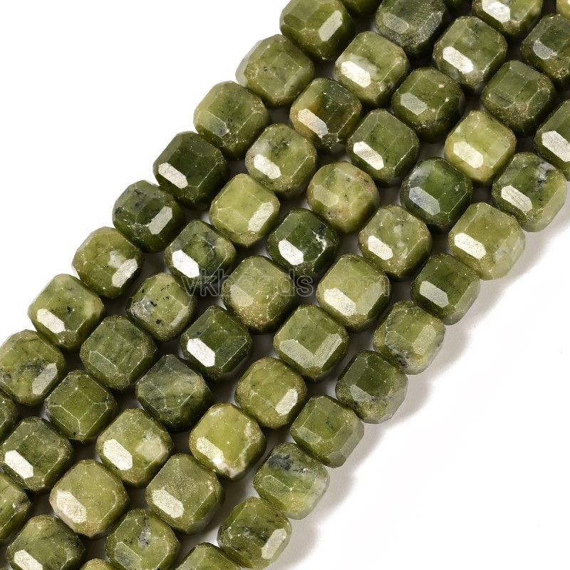 South Jade Faceted Cube Beads Strands, Approx 8-9mm, 38cm/strand