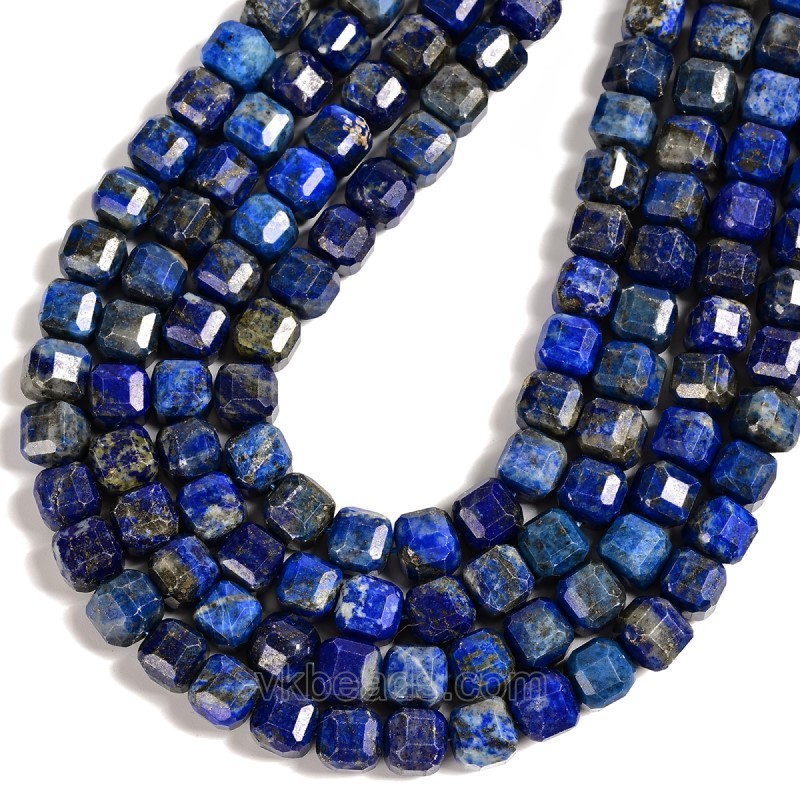 Lapis Lazuli Faceted Cube Beads Strands, Approx 8-9mm, 38cm/strand