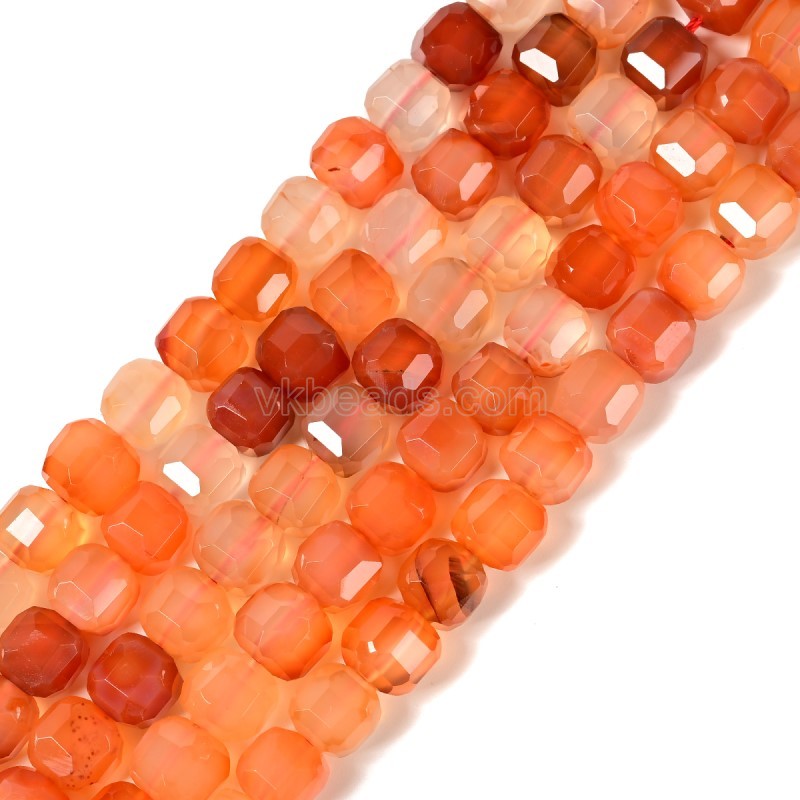Red Agate Faceted Cube Beads Strands, Approx 8-9mm, 38cm/strand