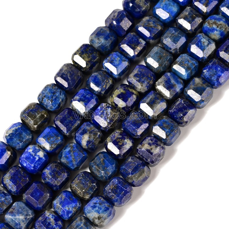 Lapis Lazuli Faceted Cube Beads Strands, Approx 8-9mm, 38cm/strand
