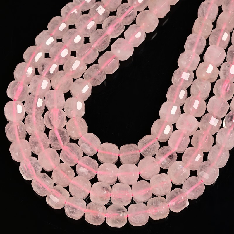 Rose Quartz Faceted Cube Beads Strands, Approx 8-9mm, 38cm/strand