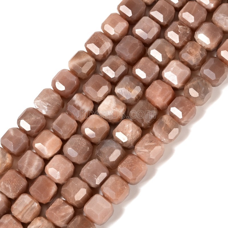 Sunstone Faceted Cube Beads Strands, Approx 8-9mm, 38cm/strand