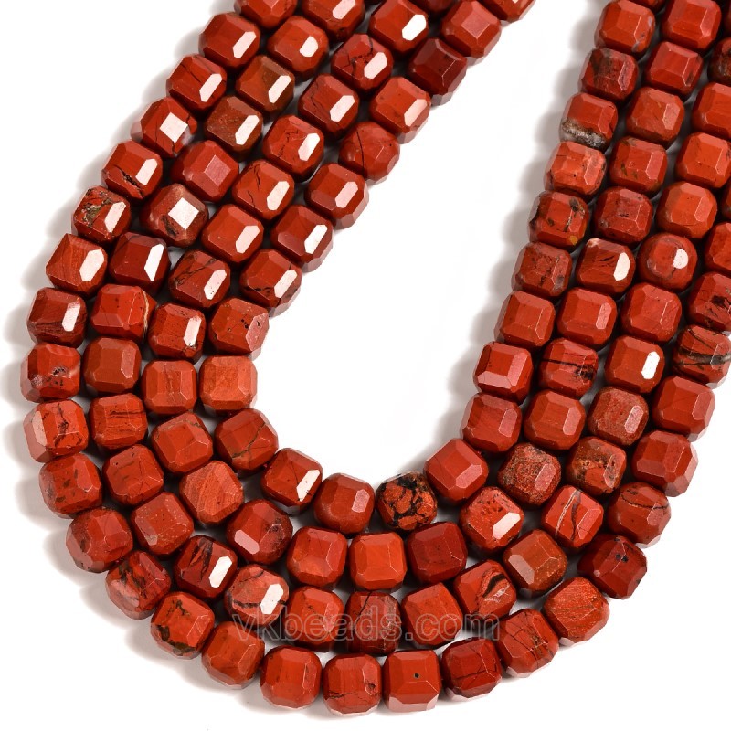 Red Jasper Faceted Cube Beads Strands, Approx 8-9mm, 38cm/strand