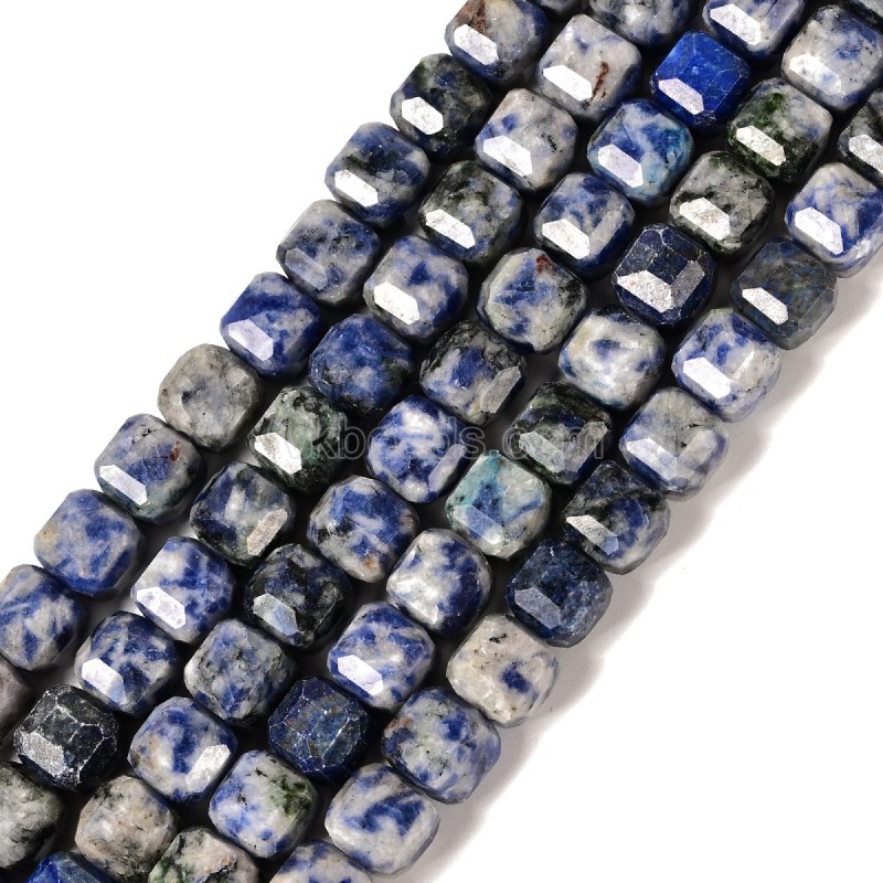 Blue Spot Jasper Faceted Cube Beads Strands, Approx 8-9mm, 38cm/strand
