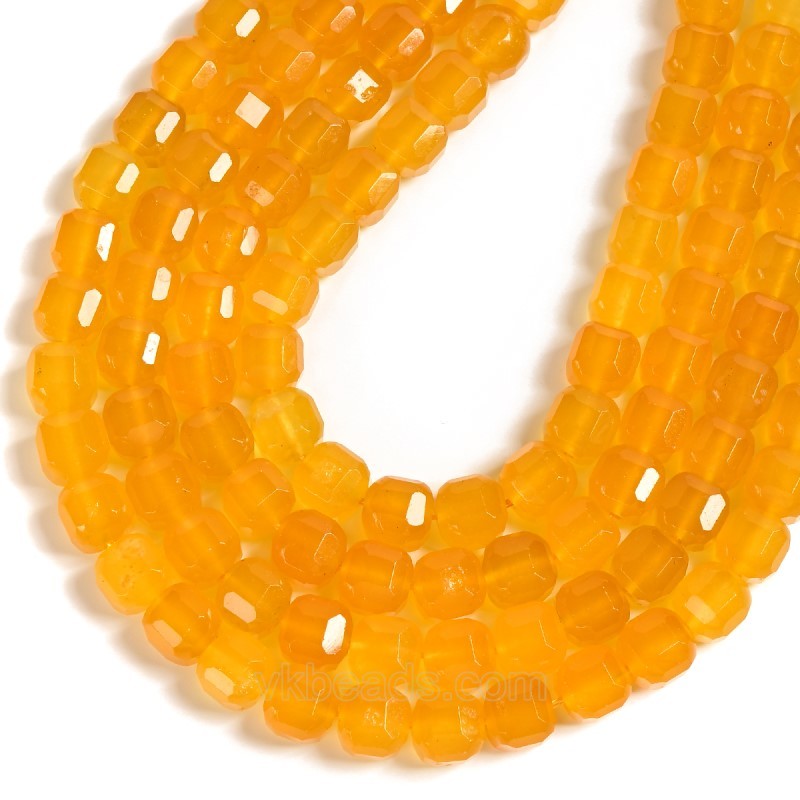 Yellow Agate Faceted Cube Beads Strands, Approx 8-9mm, 38cm/strand