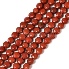 Red Jasper Faceted Flat Round Disc/Coin Beads Strands, Approx 4mm, 38cm/strand