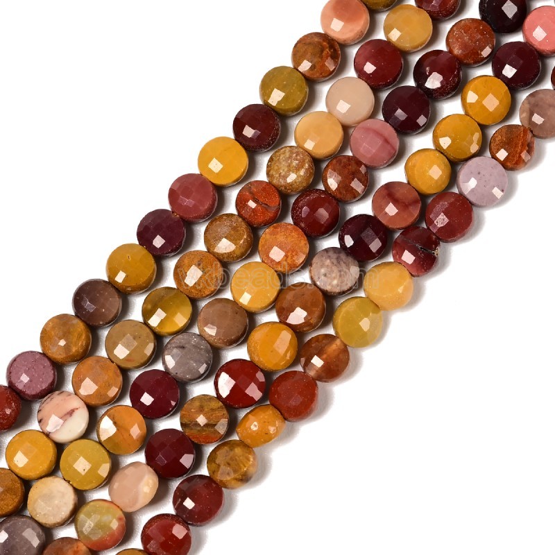 Mookaite Faceted Flat Round Disc/Coin Beads Strands, Approx 4mm, 38cm/strand