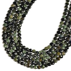 Kambaba Jasper Faceted Flat Round Disc/Coin Beads Strands, Approx 4mm, 38cm/strand