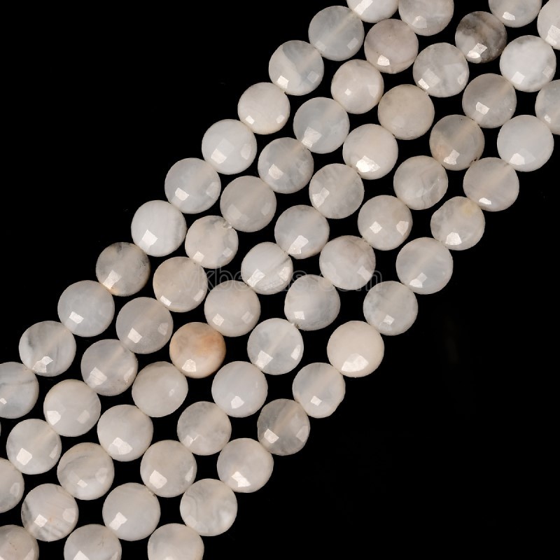 White Crazy Lace Agate Faceted Flat Round Disc/Coin Beads Strands, Approx 4mm, 38cm/strand