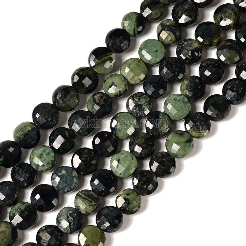 Kambaba Jasper Faceted Flat Round Disc/Coin Beads Strands, Approx 4mm, 38cm/strand