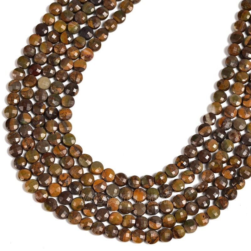 Marble Faceted Flat Round Disc/Coin Beads Strands, Approx 4mm, 38cm/strand