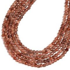 Red Strawberry Quartz Faceted Flat Round Disc/Coin Beads Strands, Approx 4mm, 38cm/strand