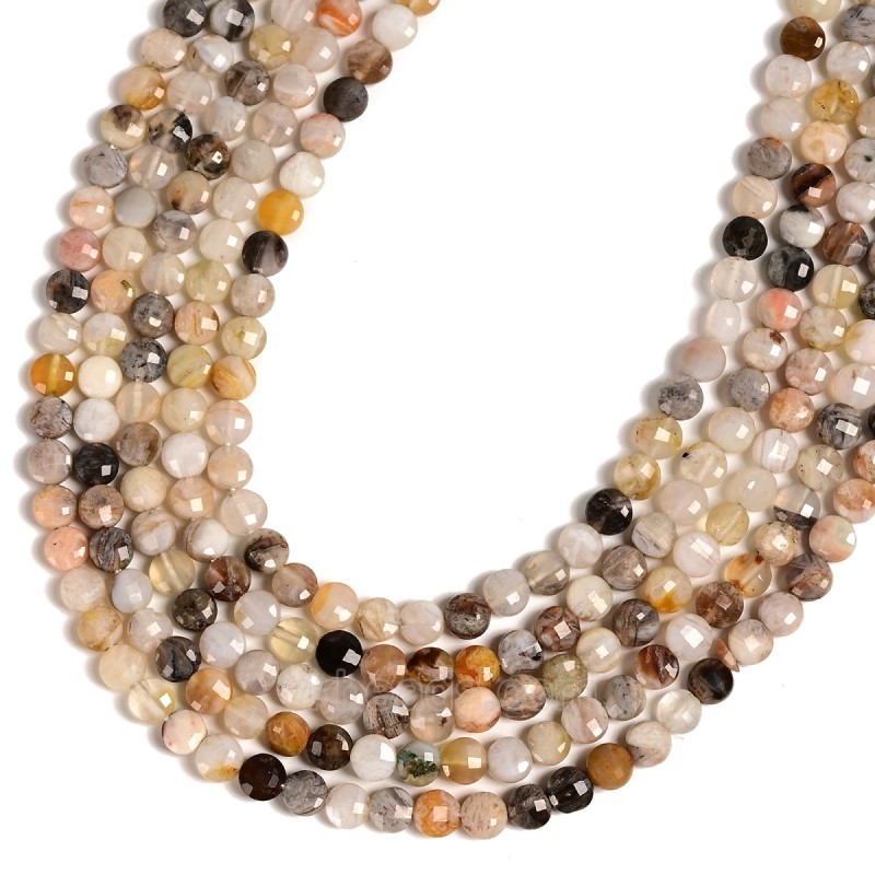 Multicolor Rutilated Quartz Faceted Flat Round Disc/Coin Beads Strands, Approx 4mm, 38cm/strand