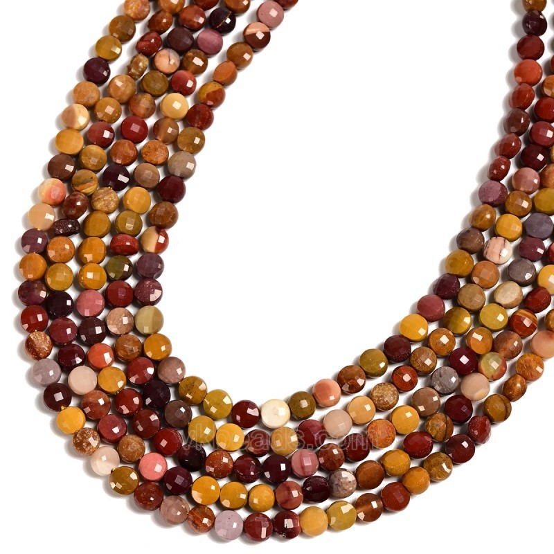 Mookaite Faceted Flat Round Disc/Coin Beads Strands, Approx 4mm, 38cm/strand