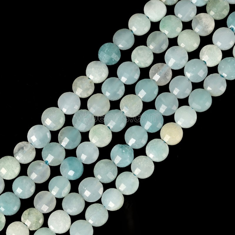 Amazonite Faceted Flat Round Disc/Coin Beads Strands, Approx 4mm, 38cm/strand
