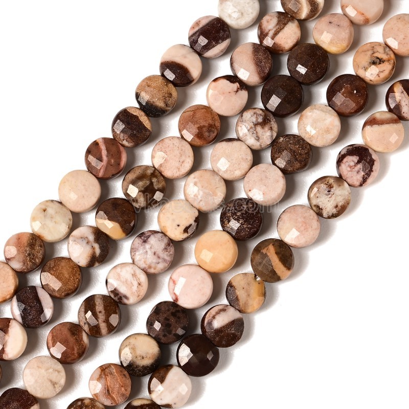 Australian Zebra Jasper Faceted Flat Round Disc/Coin Beads Strands, Approx 4mm, 38cm/strand