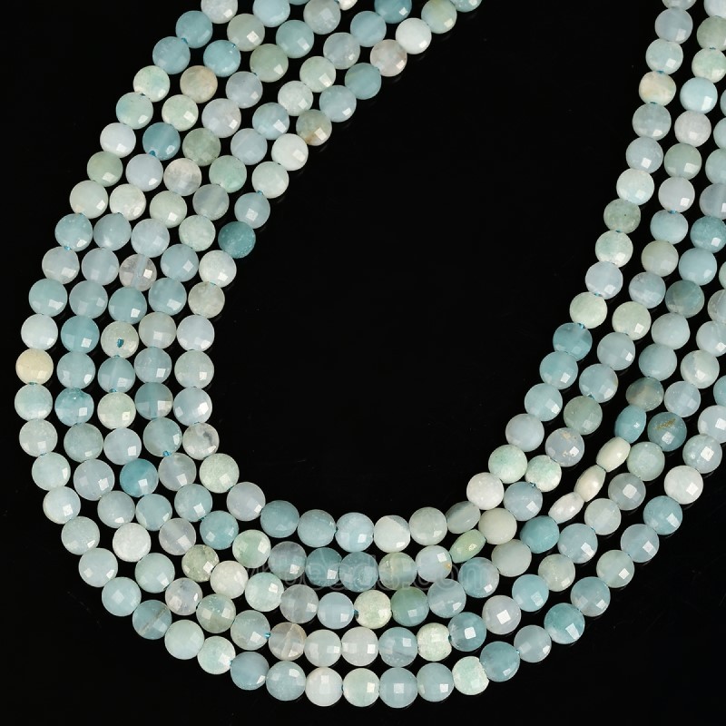 Amazonite Faceted Flat Round Disc/Coin Beads Strands, Approx 4mm, 38cm/strand