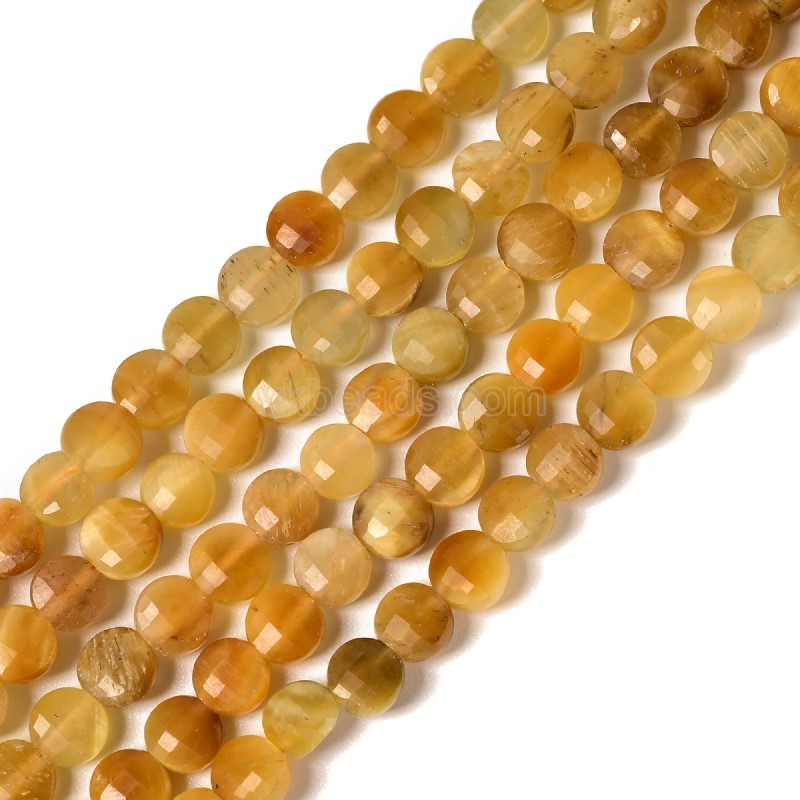Golden Tiger Eye Faceted Flat Round Disc/Coin Beads Strands, Approx 4mm, 38cm/strand