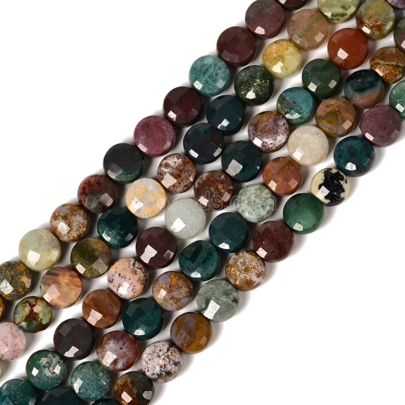 Ocean Jasper Faceted Flat Round Disc/Coin Beads Strands, Approx 4mm, 38cm/strand