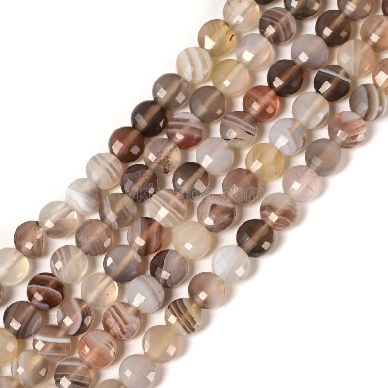 Botswana Agate Faceted Flat Round Disc/Coin Beads Strands, Approx 4mm, 38cm/strand