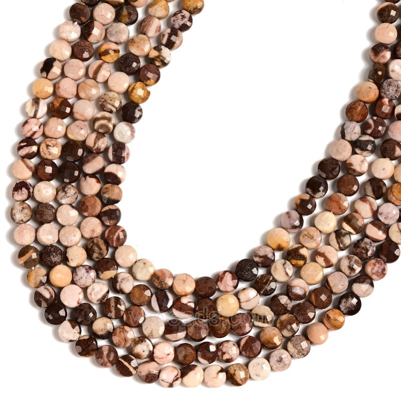 Australian Zebra Jasper Faceted Flat Round Disc/Coin Beads Strands, Approx 4mm, 38cm/strand
