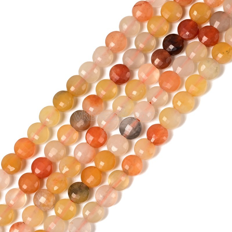 Quartzite Jade Faceted Flat Round Disc/Coin Beads Strands, Approx 4mm, 38cm/strand