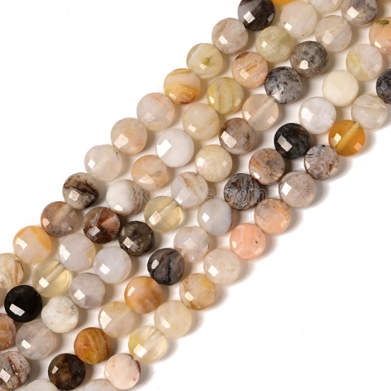 Multicolor Rutilated Quartz Faceted Flat Round Disc/Coin Beads Strands, Approx 4mm, 38cm/strand