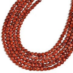 Red Jasper Faceted Flat Round Disc/Coin Beads Strands, Approx 4mm, 38cm/strand