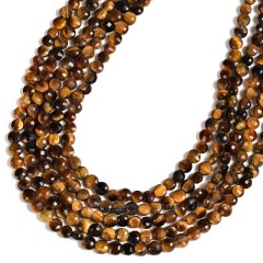 Yellow Tiger Eye Faceted Flat Round Disc/Coin Beads Strands, Approx 4mm, 38cm/strand