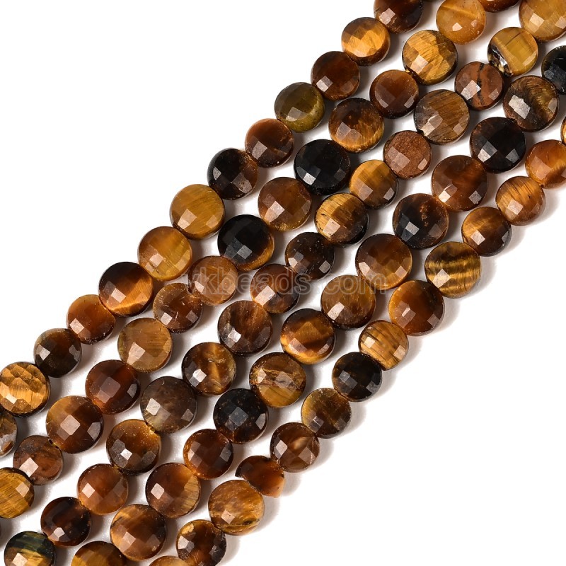 Yellow Tiger Eye Faceted Flat Round Disc/Coin Beads Strands, Approx 4mm, 38cm/strand