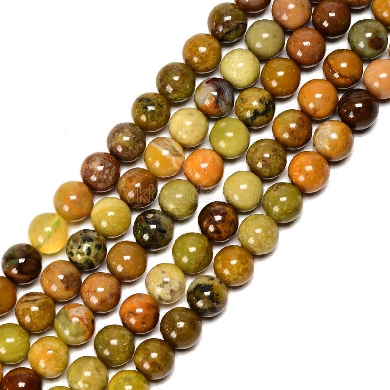 Green Opal Smooth Round Beads Strands, Approx 6-10mm, 38cm/strand