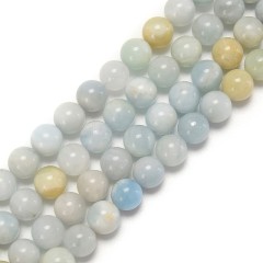 Multicolor Aquamarine Smooth Round Beads Strands, Approx 6-10mm, 38cm/strand
