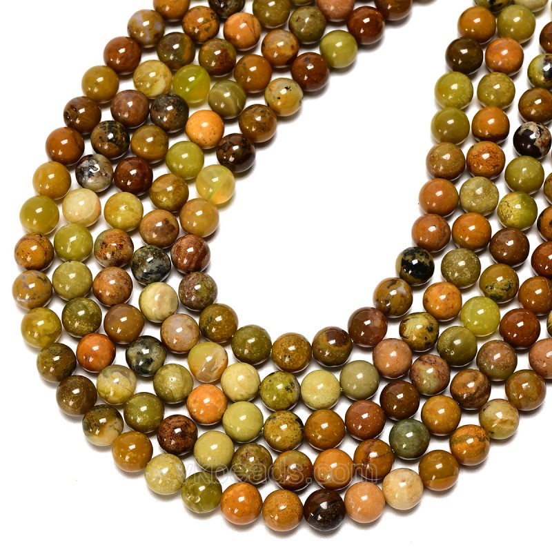 Green Opal Smooth Round Beads Strands, Approx 6-10mm, 38cm/strand